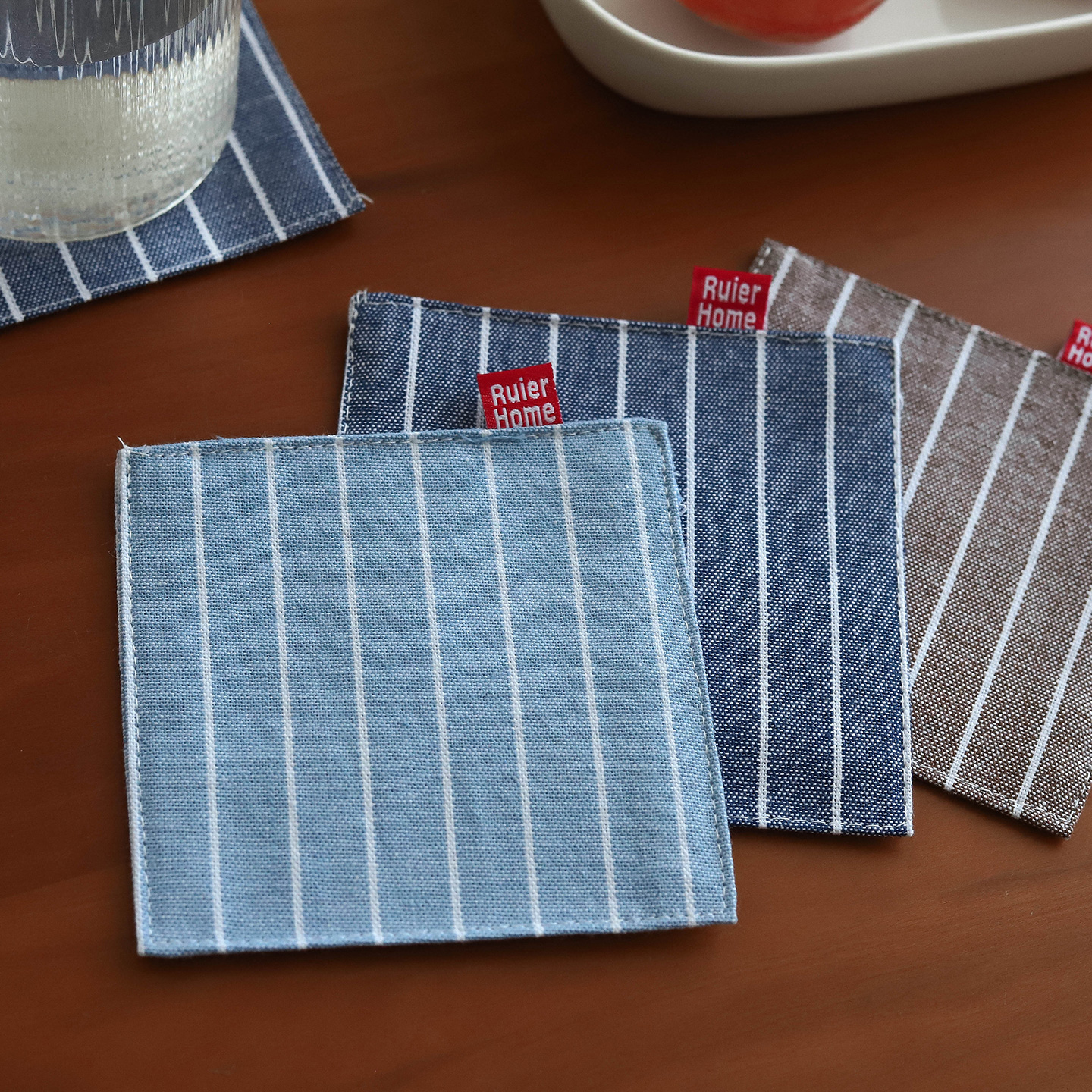 日式经典条纹杯垫家居布艺隔热垫