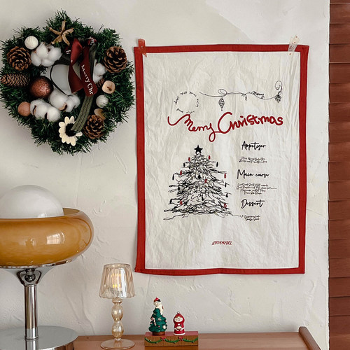 复古圣诞树挂布文艺家居背景布