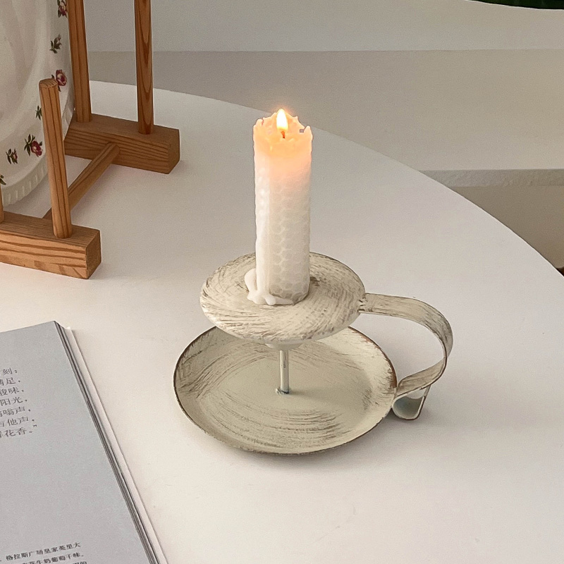 梦回法式中古风复古手持铁艺烛台