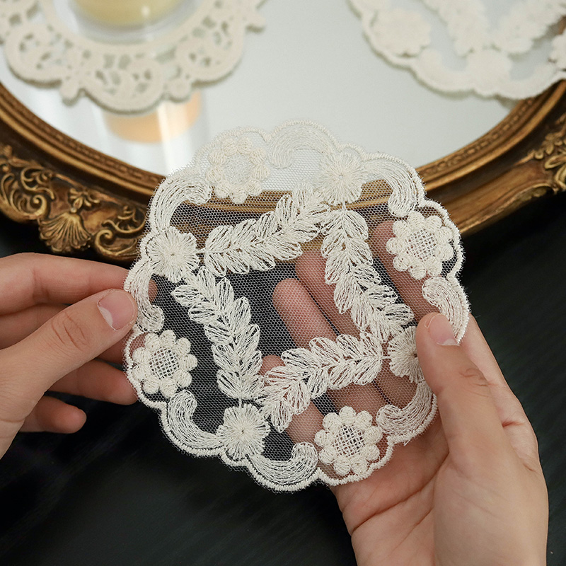 圆形刺绣蕾丝垫家居软装花瓶垫