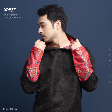 SMELT 18AW-G20织锦缎暗纹压花连帽卫衣贝勒中国风国潮府原创设计