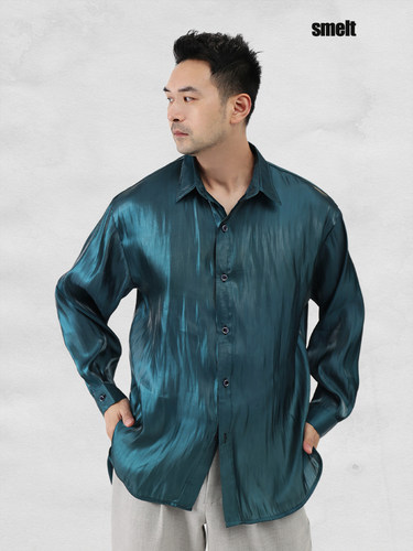 原创复古时尚金属玻璃丝防晒衬衣