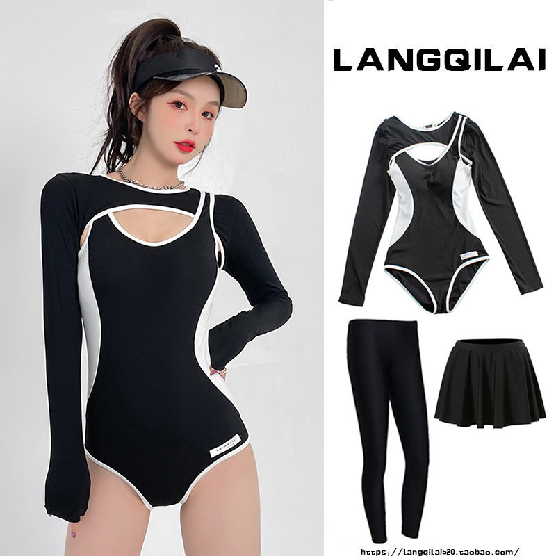 潜水服女连体显瘦长袖防晒学生韩国运动性感冲浪服温泉防晒游泳衣