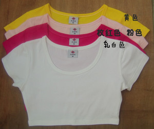 包邮短款常规袖内搭圆领女t恤大码莱卡棉半截背心女打底衫