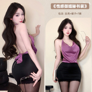 大码性感睡衣OL职业秘书制服套装高级感纯欲系御姐风镂空火辣系带