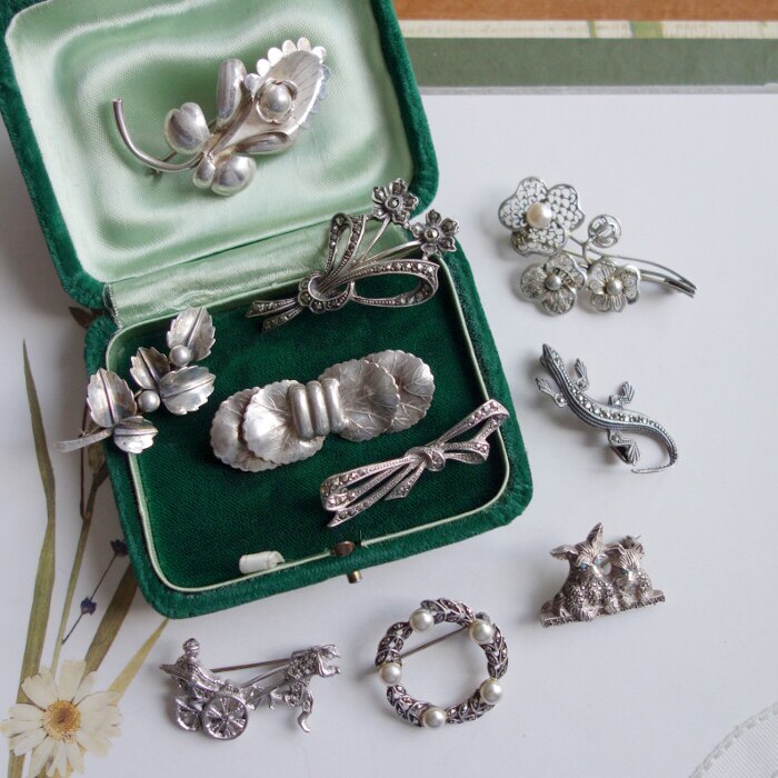 西洋欧美古董及vintage首饰德国淘得800-925纯银老胸针多款多价格