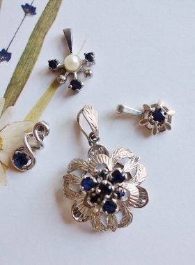 欧洲德国纯银天然蓝宝石项链坠