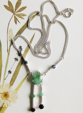 德国设计师风纯银蓝宝石锁骨链