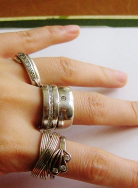 欧洲德国纯银戒指古董首饰