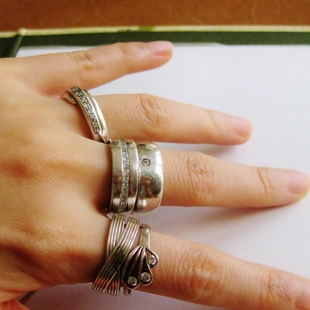 欧洲古董首饰德国vintage古着老纯银厚重戒指多款有标Esprit等