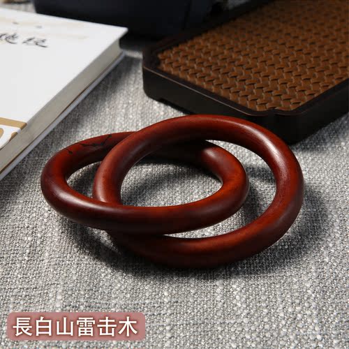 长白山-纯手工雕刻天然雷击枣木乾坤圈阴阳环老料手镯张至顺推荐