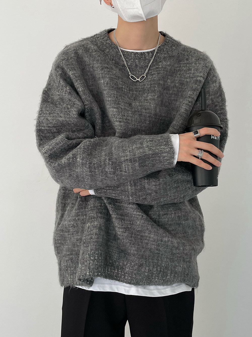 潮流复古渐变柔软毛衣男士宽松版