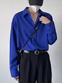 春秋气质款 长袖 衬衫 韩风潮流复古痞帅男生高级垂感宽松版 衬衣