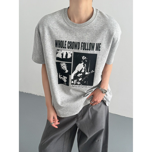 夏韩版痞帅vintage涂鸦短袖t恤男