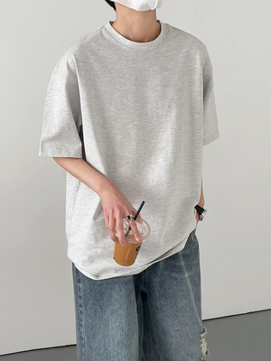 韩版cityboy圆领300g纯色短袖t恤