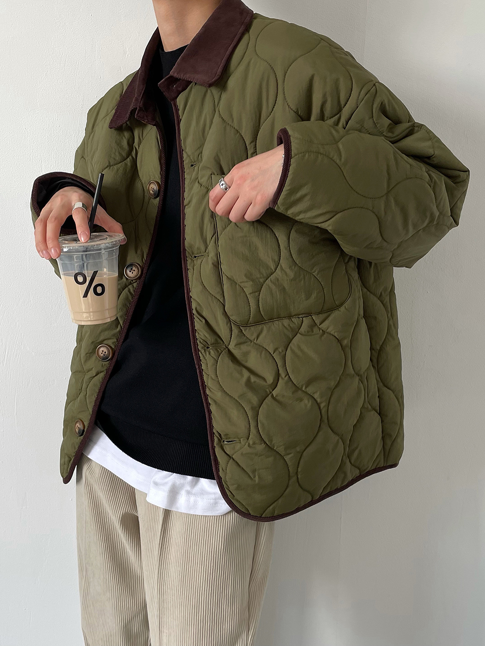 2025冬季韩版慵懒复古撞色棉衣