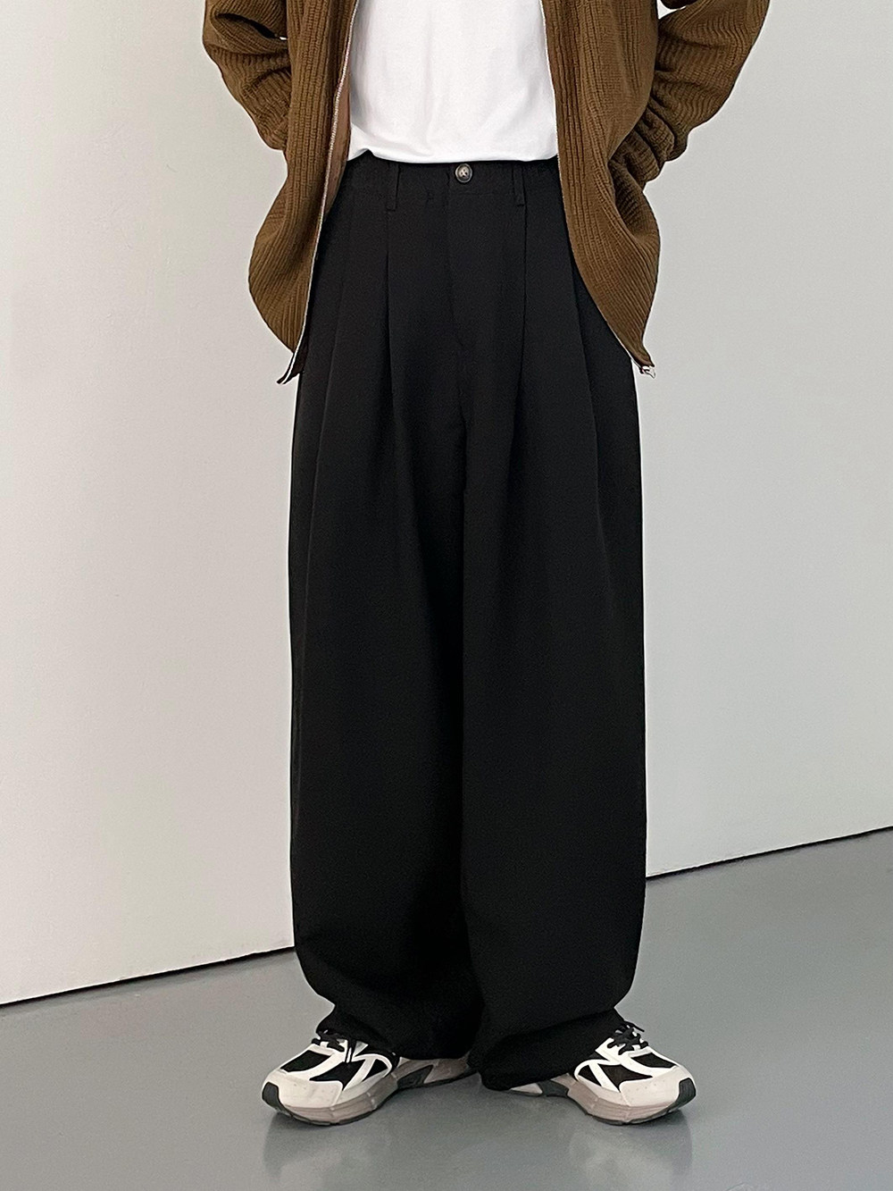 SF/新品潮流韩版时髦百搭高级黑色休闲裤男士直筒垂感阔腿拖地裤,男装,休闲裤,淘宝优惠券,粉丝福利购,淘宝优惠卷