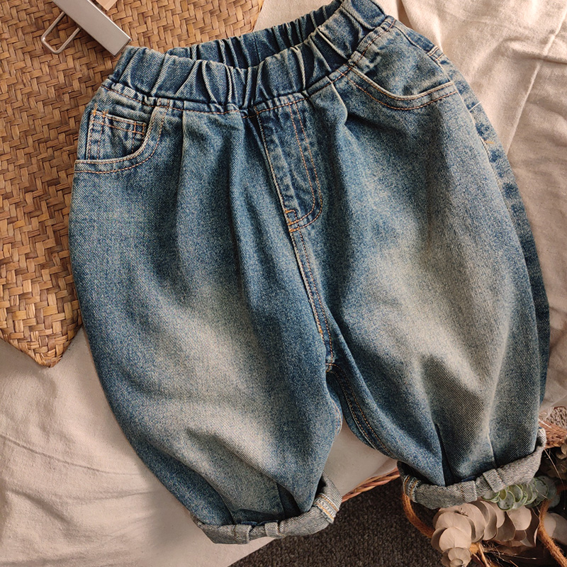 复古长裤纯棉萝卜裤百搭牛仔裤棉