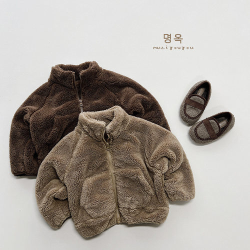 森系毛毛衣~儿童法兰绒半高领毛绒外套秋冬宝宝洋气保暖拉链上衣