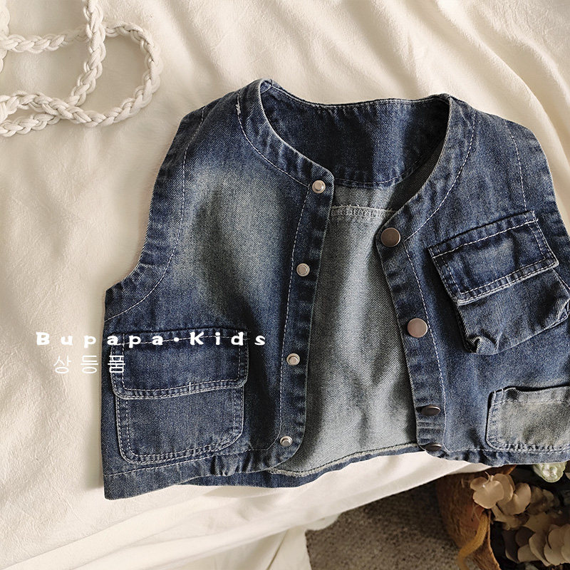 复古腔调~软牛仔潮马甲 儿童洋气百搭韩版马夹宝宝休闲坎肩春秋季,童装/婴儿装/亲子装,马甲,淘宝优惠券,粉丝福利购,淘宝优惠卷
