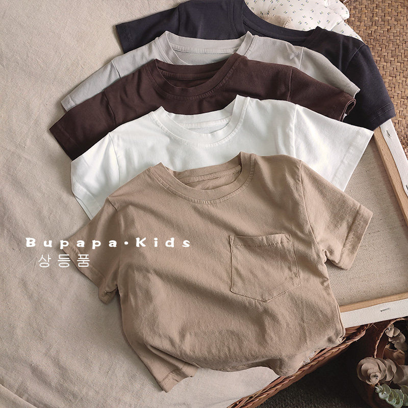 基础百搭夏装t 森系复古儿童口袋短袖上衣宝宝夏季纯棉T恤宽松A类,童装/婴儿装/亲子装,T恤,淘宝优惠券,粉丝福利购,淘宝优惠卷