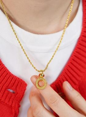 欧美小众感复古蛇纹圆环法式浪漫极小吊坠饰品项链锁骨链原创设计