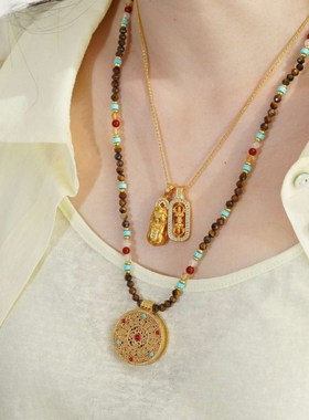 JoJo｜虎眼石玛瑙串珠古法镀18K