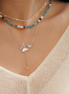 捷克珠爱心锁吊坠项链