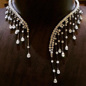 欧美夸张满钻流苏项圈高级感晚会派对水钻锁骨链项链配饰necklace