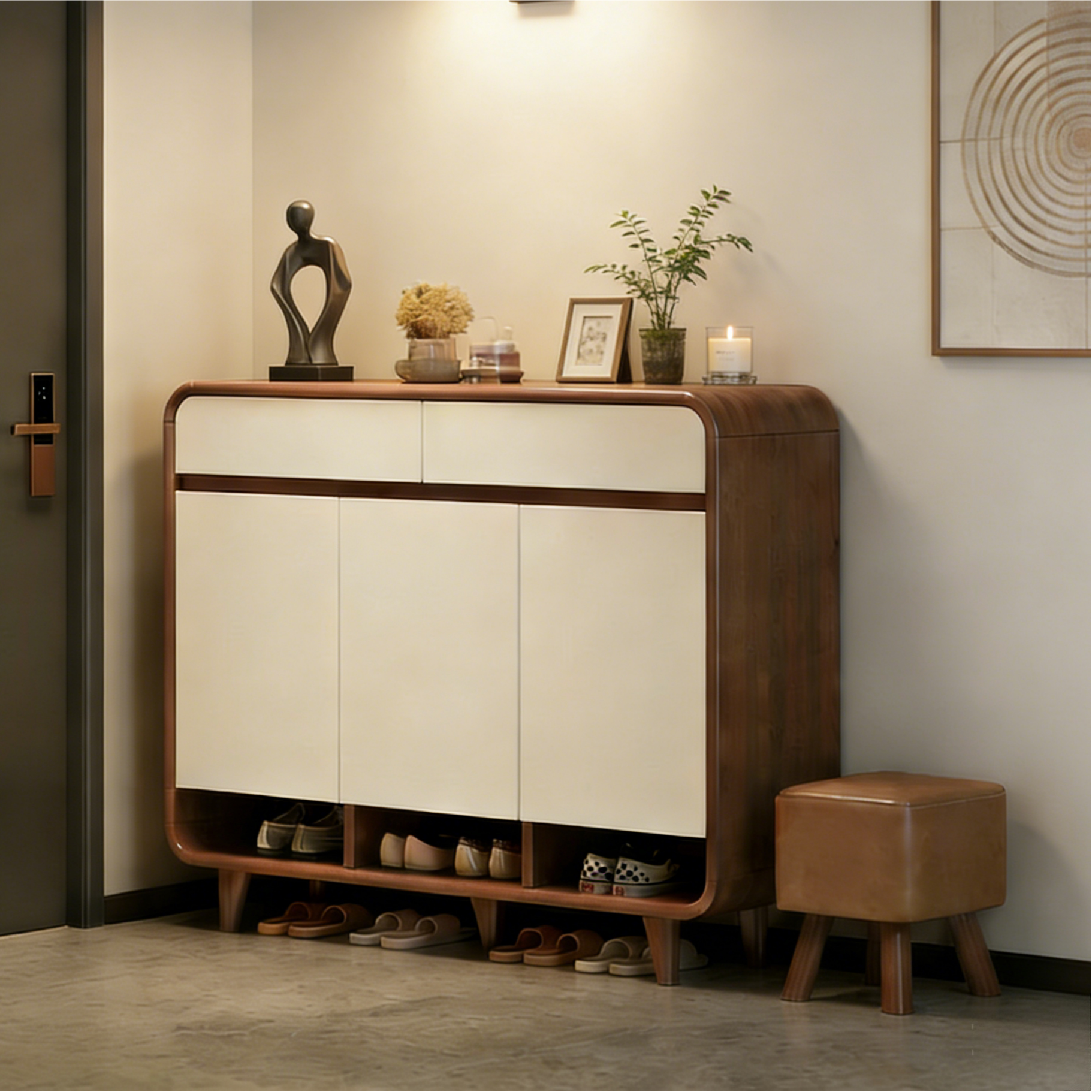 鞋柜家用门口入户简易玄关收纳柜一体靠墙2026新款小户型轻奢鞋架