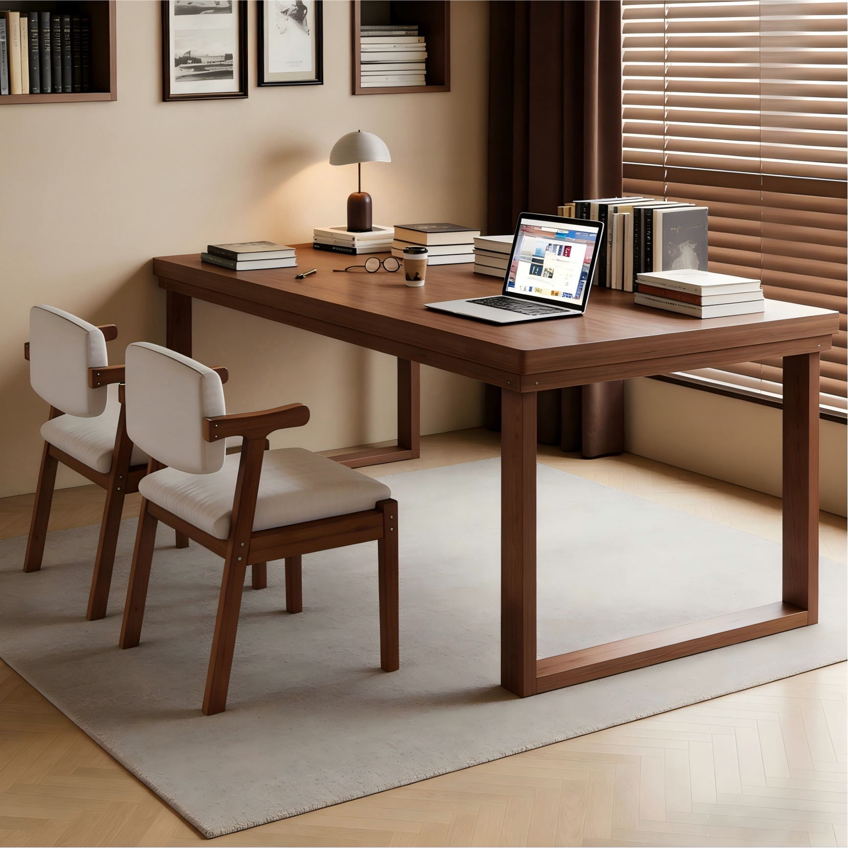 书桌家用书房双人学生学习台式电脑桌简易成人长方形工作台办公桌