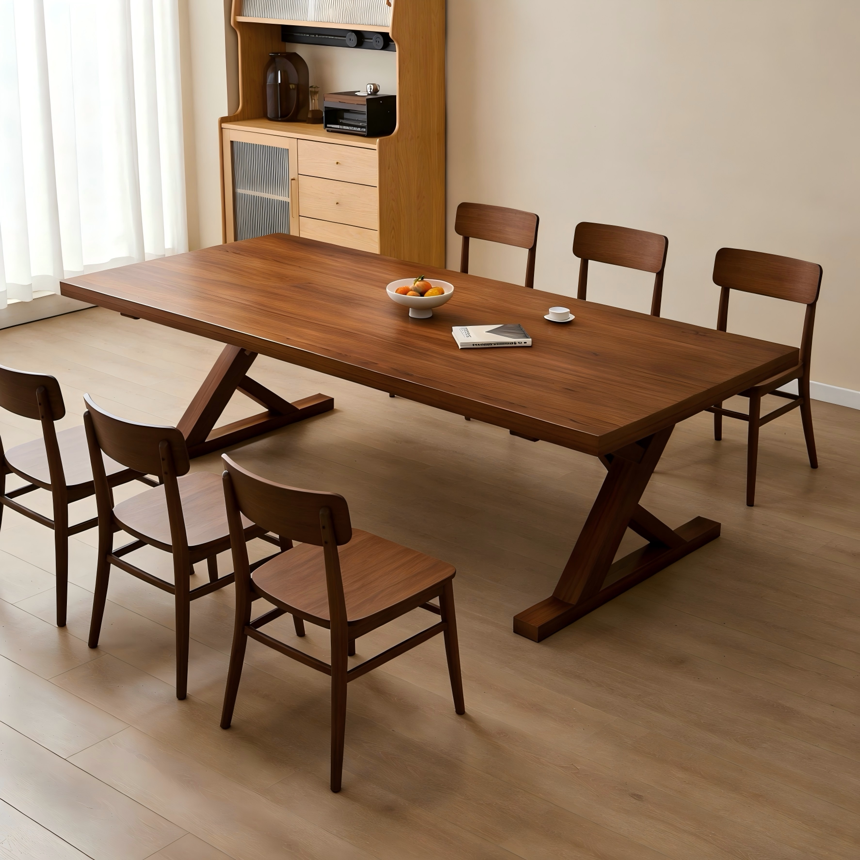 餐桌小户型客厅家庭用餐桌椅组合2026新款中古风家用学习工作书桌