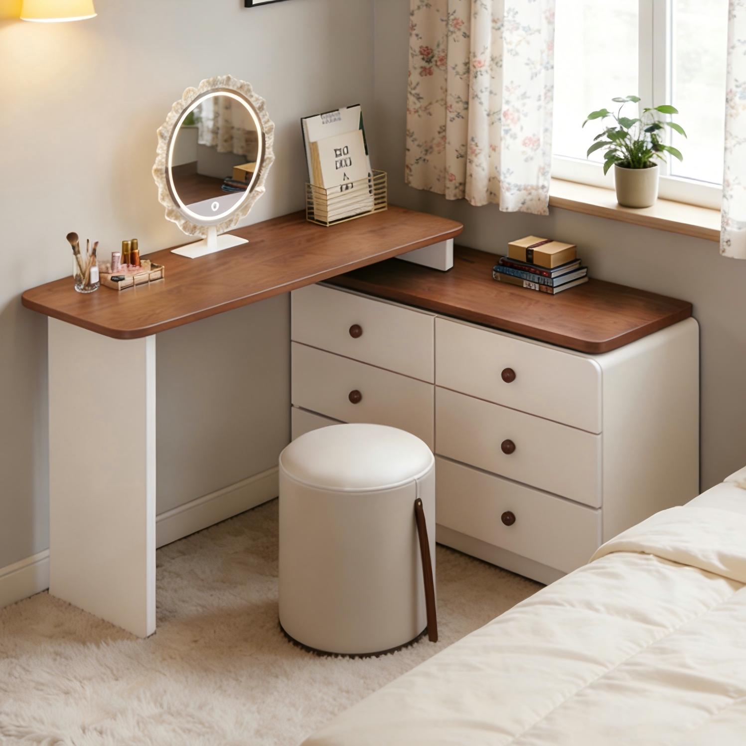 梳妆台斗柜一体卧室带化妆镜化妆桌现代简约政府补贴收纳柜储物柜
