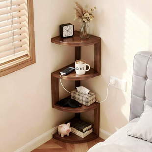 实木床头柜家用卧室替代神器2026热卖转角置物架落地多层收纳架子