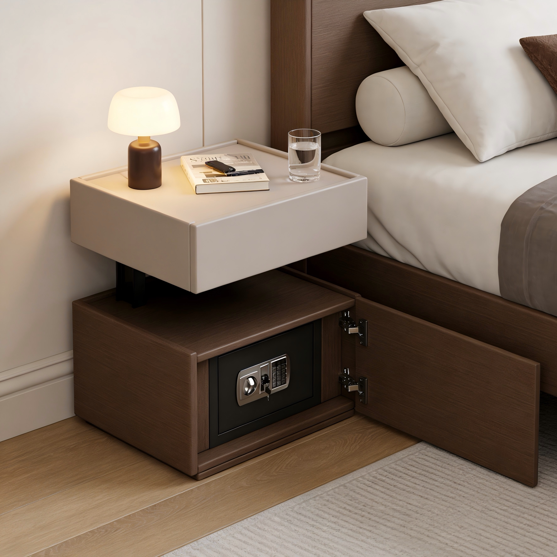 床头柜小户型悬浮积木暗格床边密码保险柜家用卧室意式极简收纳柜