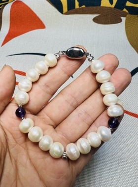 原创设计天然淡水白珍珠手链手串实拍款一图一物所见即所得