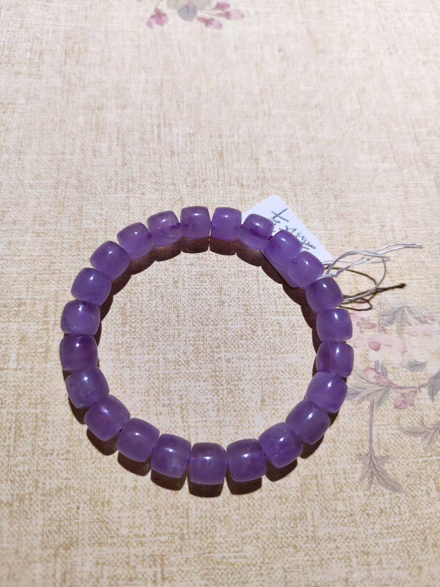 许愿工作室优品巴西薰衣草紫水晶9x8mm藏式桶形完美归圆精美腕串