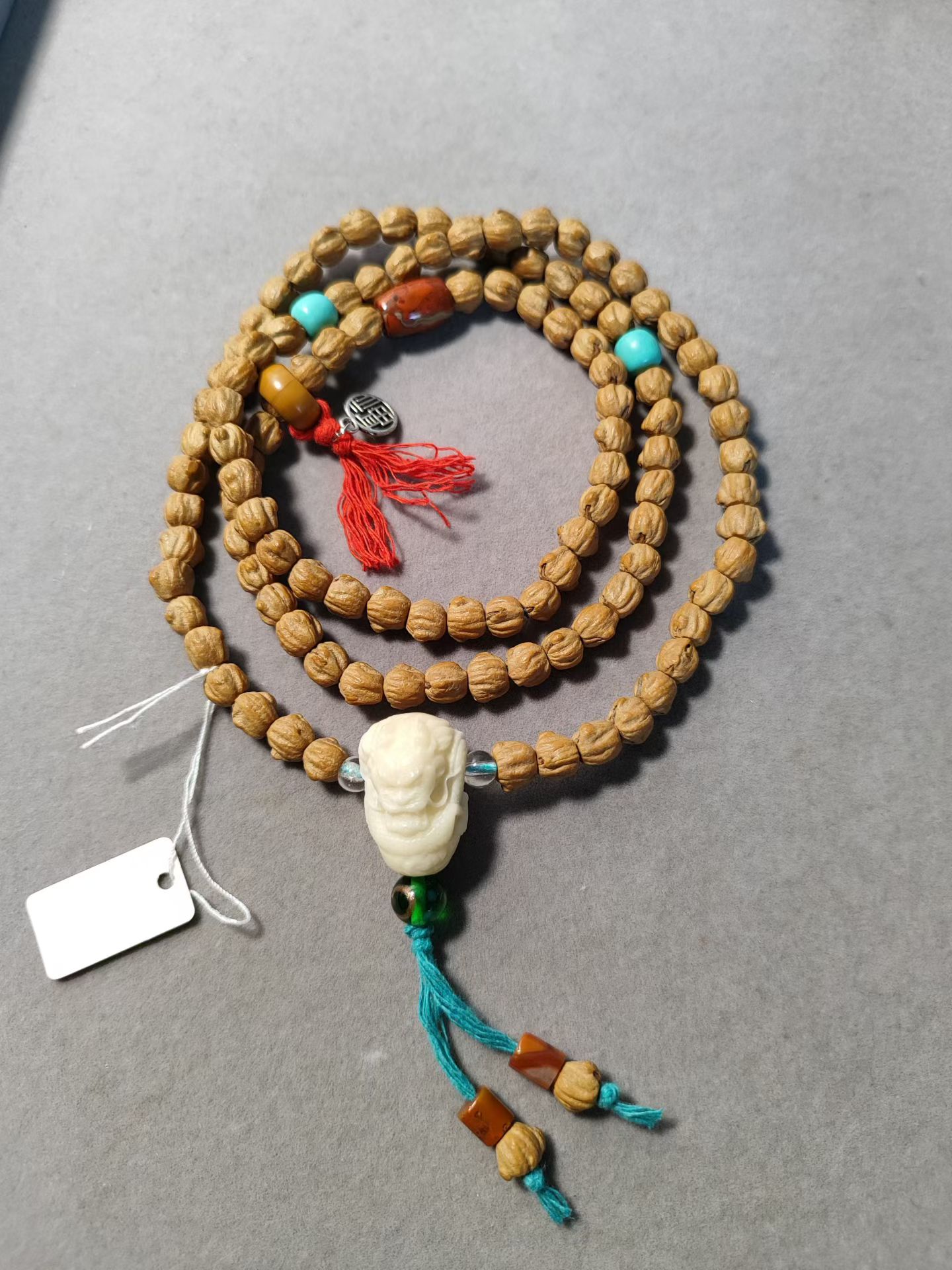 一图一物百香籽佛珠108颗8mm象牙果龙头三通战国红蒙松橄榄琉璃