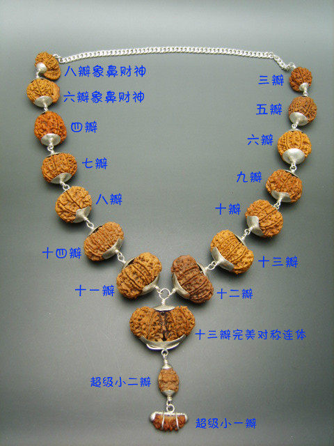 世间独有镇店之宝收藏尼泊尔金刚菩提1瓣到13瓣挂链手工纯银串连