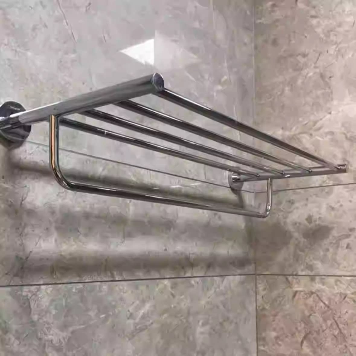 德国汉斯格雅浴巾架罗格斯系列 41720007双层毛巾架银色全铜