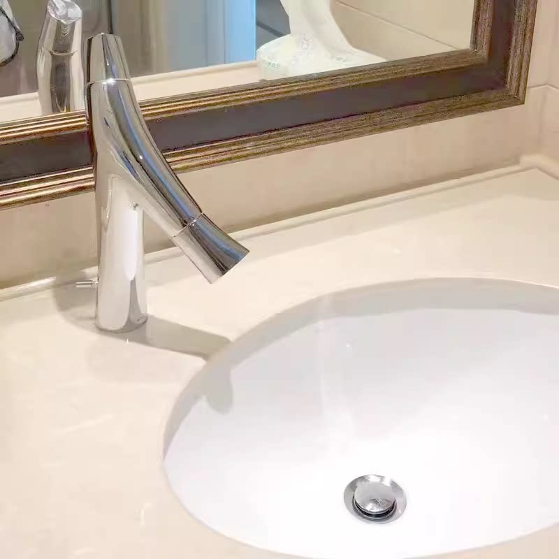 汉斯格雅进口全铜单孔银色龙头