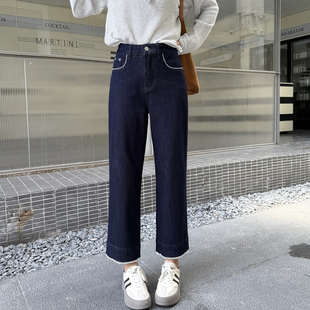 早秋必入神裤~烟管牛仔裤女2025新款高腰直筒宽松显瘦法棍九分裤