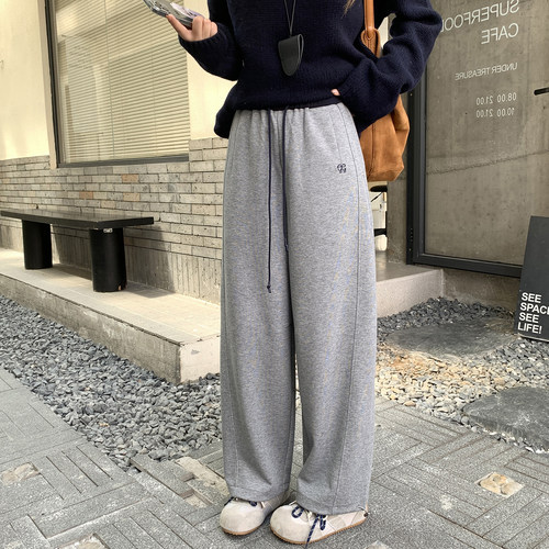 满满舒适感~澳棉弯刀休闲裤女春季2026新款两穿高腰抽绳阔腿卫裤