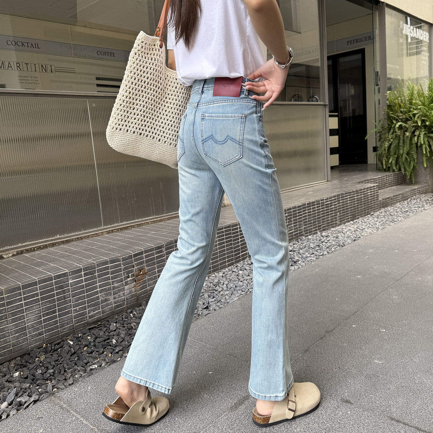 本期宝藏新品~浅蓝微喇牛仔裤女夏薄款新高腰弹力显瘦阔腿喇叭裤