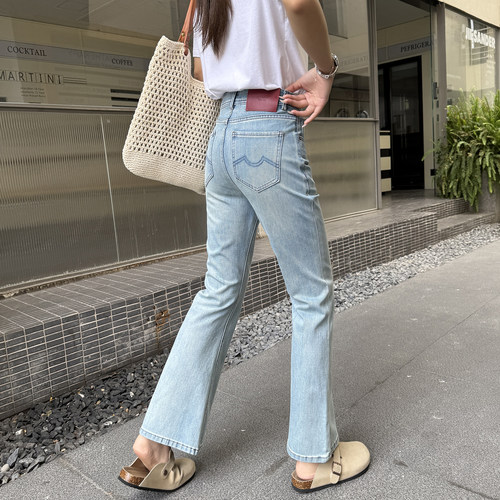 本期宝藏新品~浅蓝微喇牛仔裤女夏薄款新高腰弹力显瘦阔腿喇叭裤