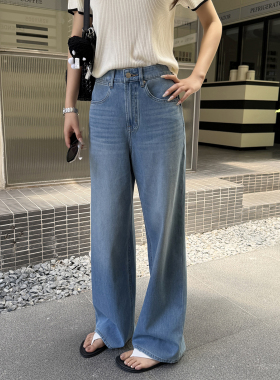 版型王炸~莱赛尔窄版直筒牛仔裤女夏薄款蓝色柔软宽松显瘦阔腿裤