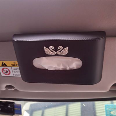车载遮阳板山茶花纸巾盒