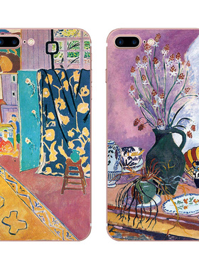 粉紫色复古撞色油画美术生适用iPhone8plus/6S苹果7P手机壳保护套