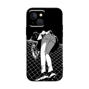 日漫个性少女二次元颓丧暗黑风小众适用于iPhone16 ProMax/15 plus苹果13Pro手机壳12/14超薄防摔菲林保护套