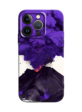 个性紫色火山喷发烟雾适用于iPhone16/16e ProMax/15plus14Pro手机壳13/12/11保护套防摔华为mate70小米oppo